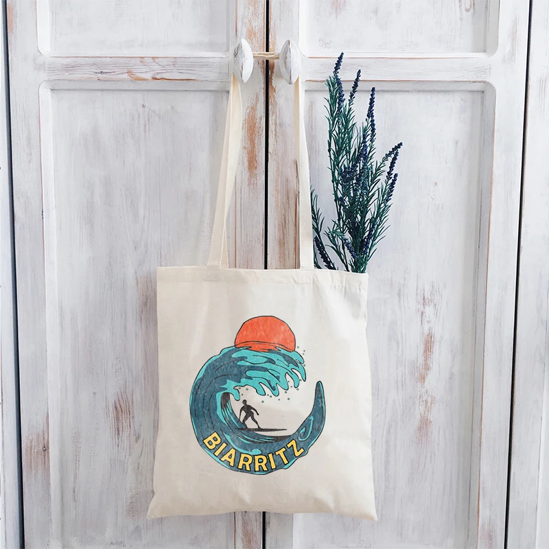 

Surfing Tote Bags Summer Beach Canvas Tote Bag Hawaii Vacation Custom Bag Surfboard Women Vacation Aloha Shopper Bag L