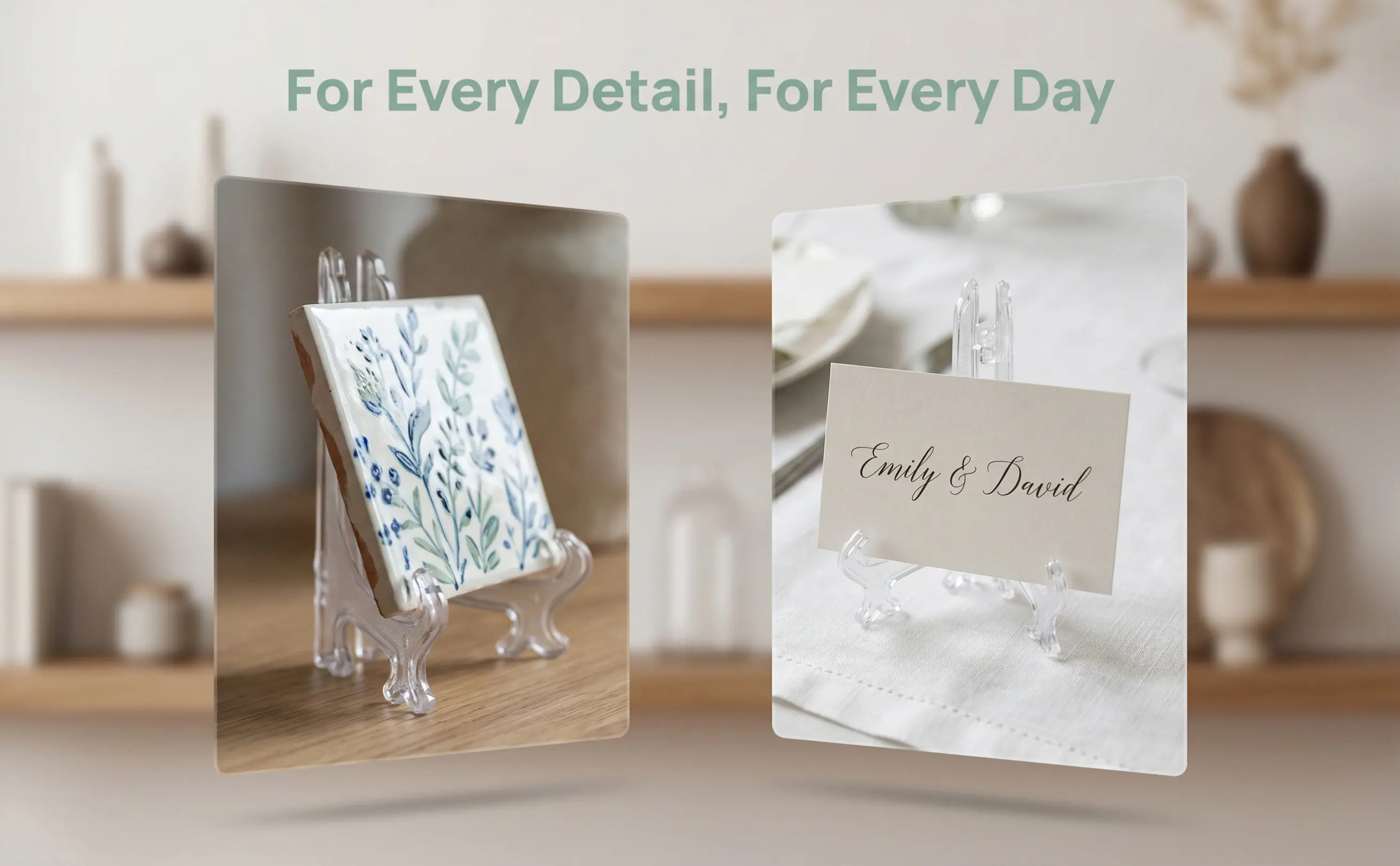 50Pcs Mini Plastic Easel Holder Clear Small Picture Stands for Tabletop Plate Display Home Office Gallery Display Easel Holder
