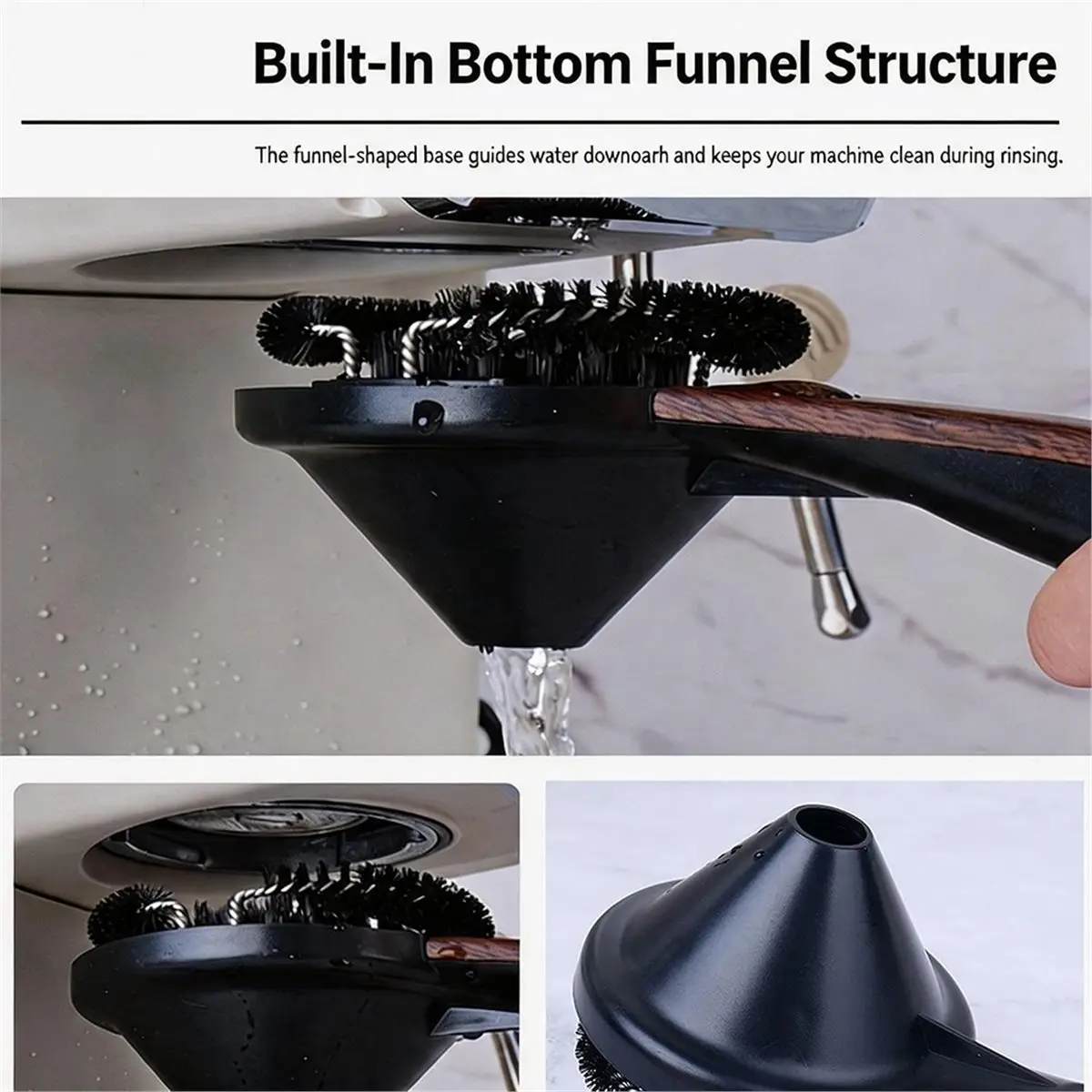 58mm Espresso Group Head Cleaning Brush with Water Funnel,Bristle,Handle for Coffee Machine Portafilter Gasket Clean