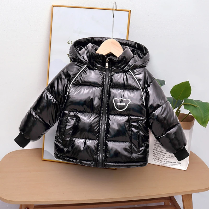 Winter down jacket coat boys girls hooded plus velvet warm jackets 2-7 years old weatherproof Korean fashion children\'s clothing