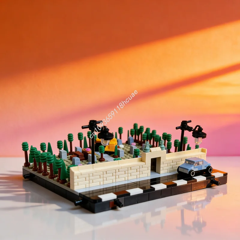 

530 деталей, модульный конструктор MOC «Уличный пейзаж», миниатюрная модель кладбища, игрушка-конструктор, подарок на Рождество, креативная идея, развивающая игрушка