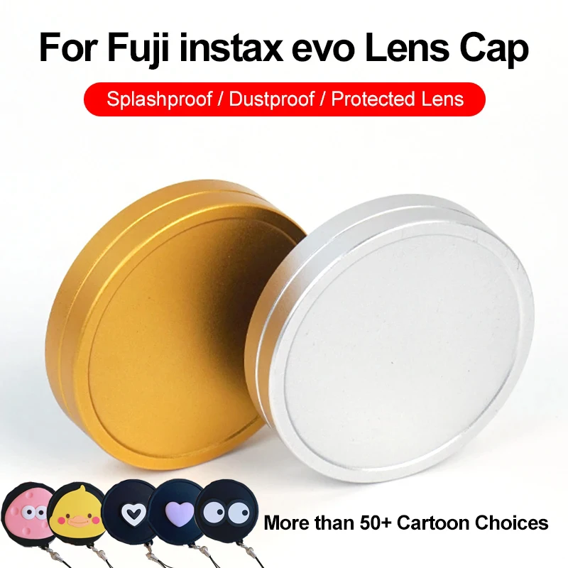 EVO Cap Metal Protection Cover for Fujifilm MINI Instax EVO Silicone Cartoon Gold Silver Soft Inside Protect Front Lens Cover