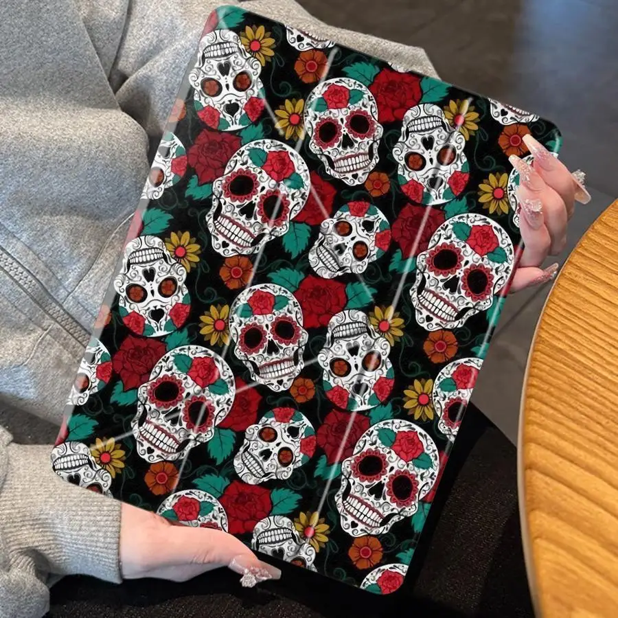 

Skull Flower Cool Fashion Tablet Case For iPad Pro 11th 10th 9th 8th 7th 12.9inch Pro 2025 Air 4 5 M3 M2 1 2 M4 11inch Mini 6 7