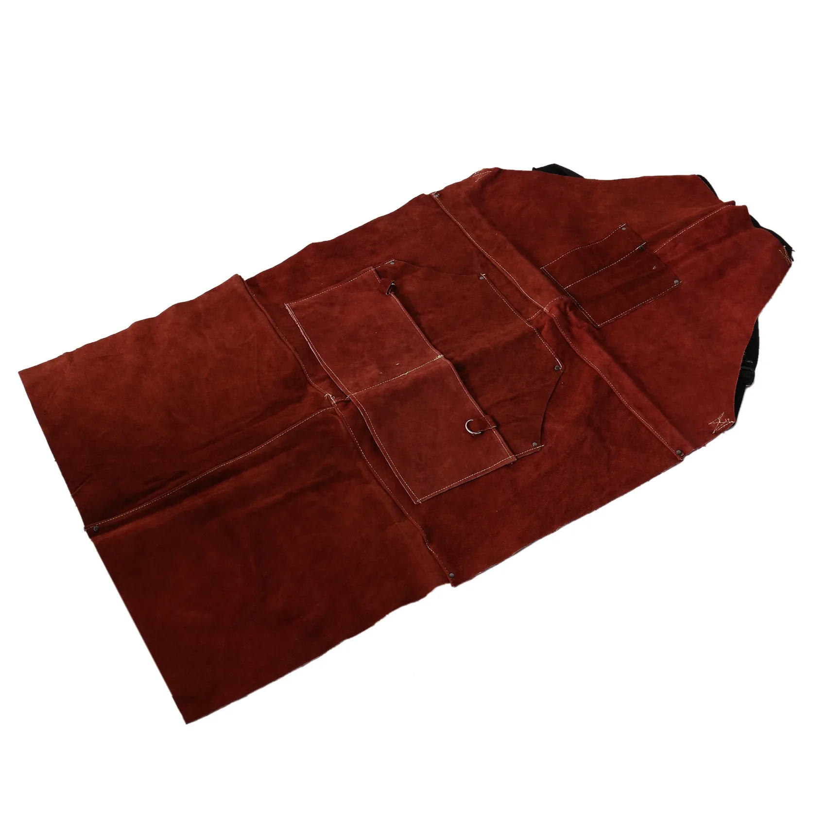 XFDE Leather Welding Apron - Heat & Flame-Resistant Heavy Duty Work Forge Apron with 6 Pockets, 42Inch Large