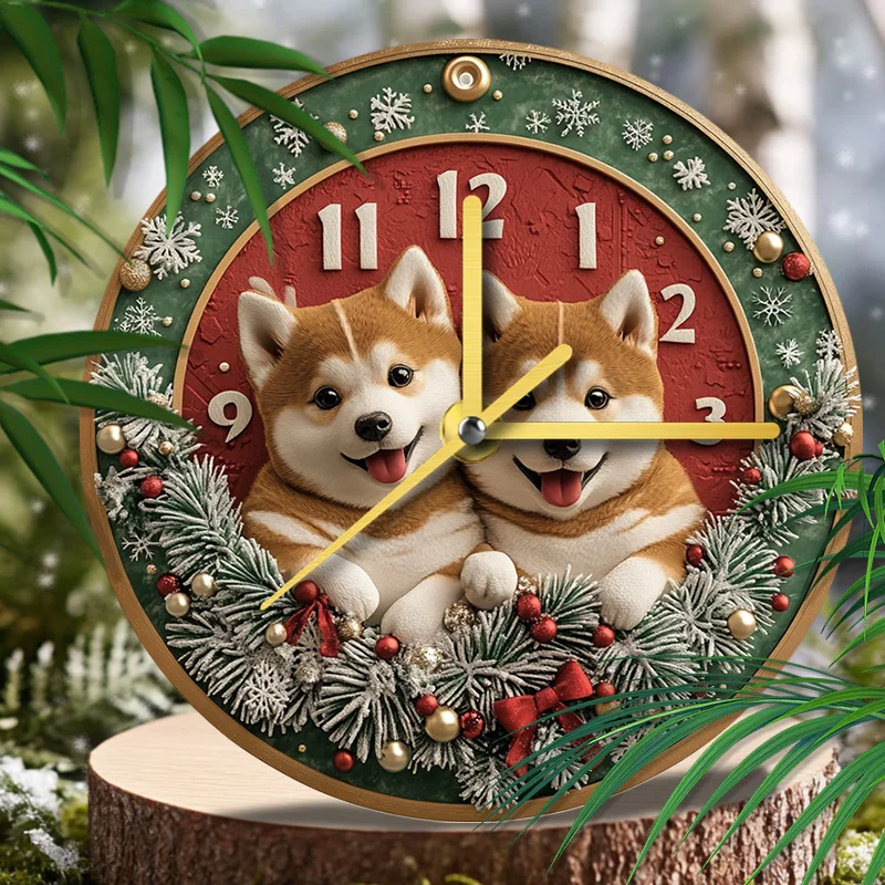 Akita Pet Clock 2D HD Textured Printing | Unique Pet Memorial Gift | Perfect for Home Décor & Christmas Gifts