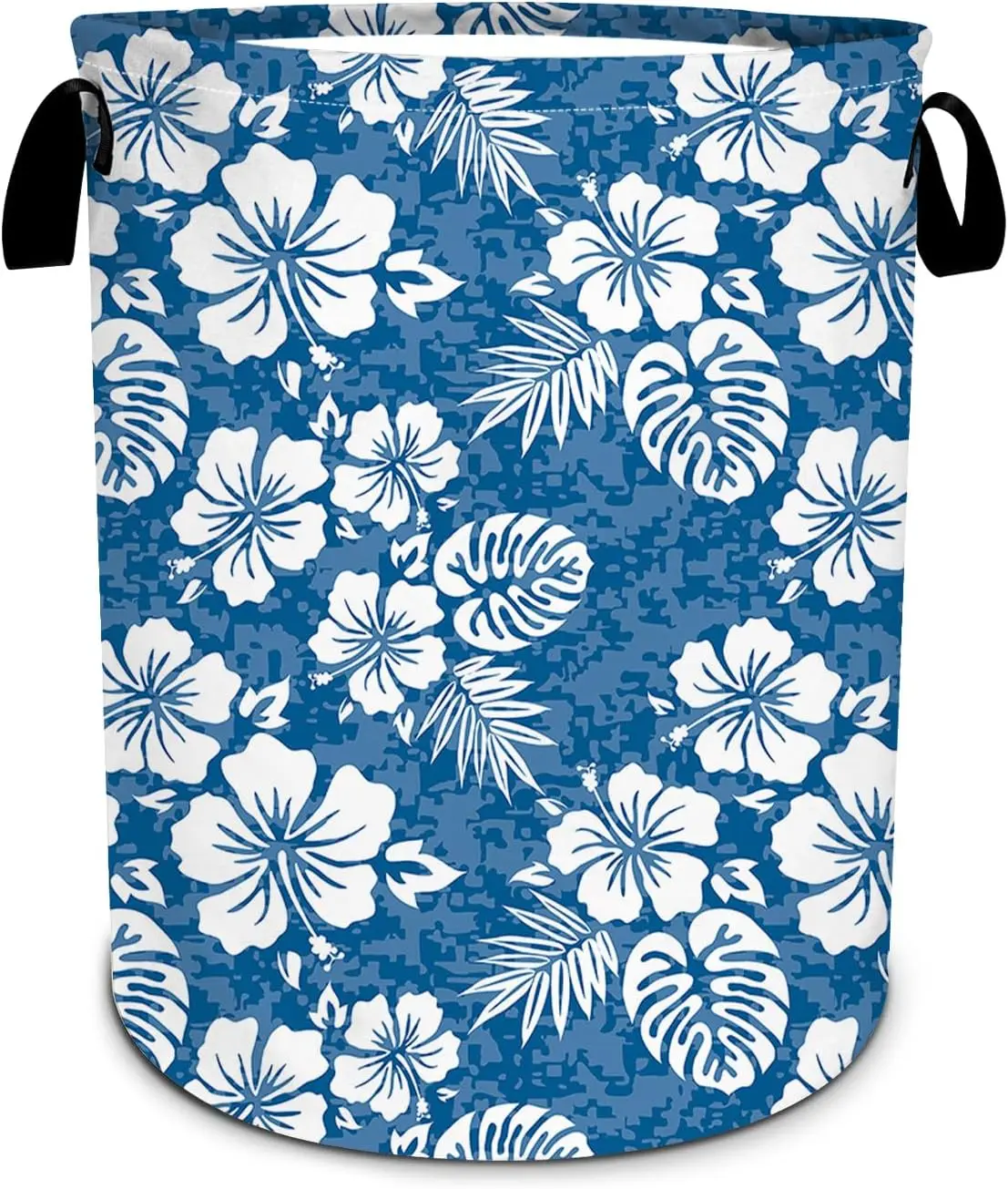 

Palm Leaves Hibiscus Flowers Laundry Basket, Hawaii Laundry Hamper Foldable Waterproof Oxford Cloth Funny Tote Bag Dirty Clothes