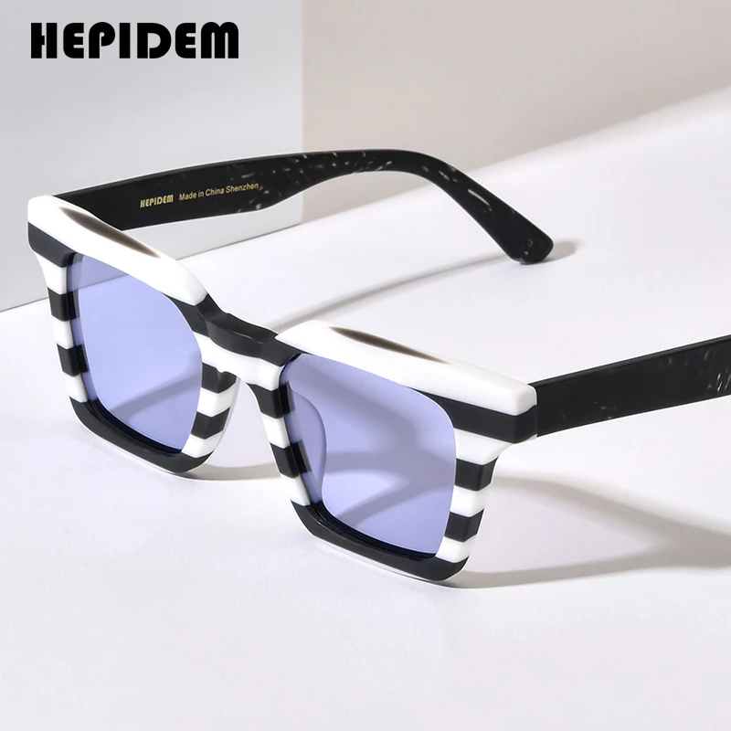 

HEPIDEM Acetate Polarized Sunglasses Men 2024 New Colorful Trendy Retro Design Square Sun Glasses UV400 Women Shades H9371T