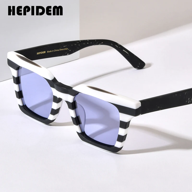 HEPIDEM Acetate Polarized Sunglasses Men 2024 New Colorful Trendy Retro Design Square Sun Glasses UV400 Women Shades H9371T