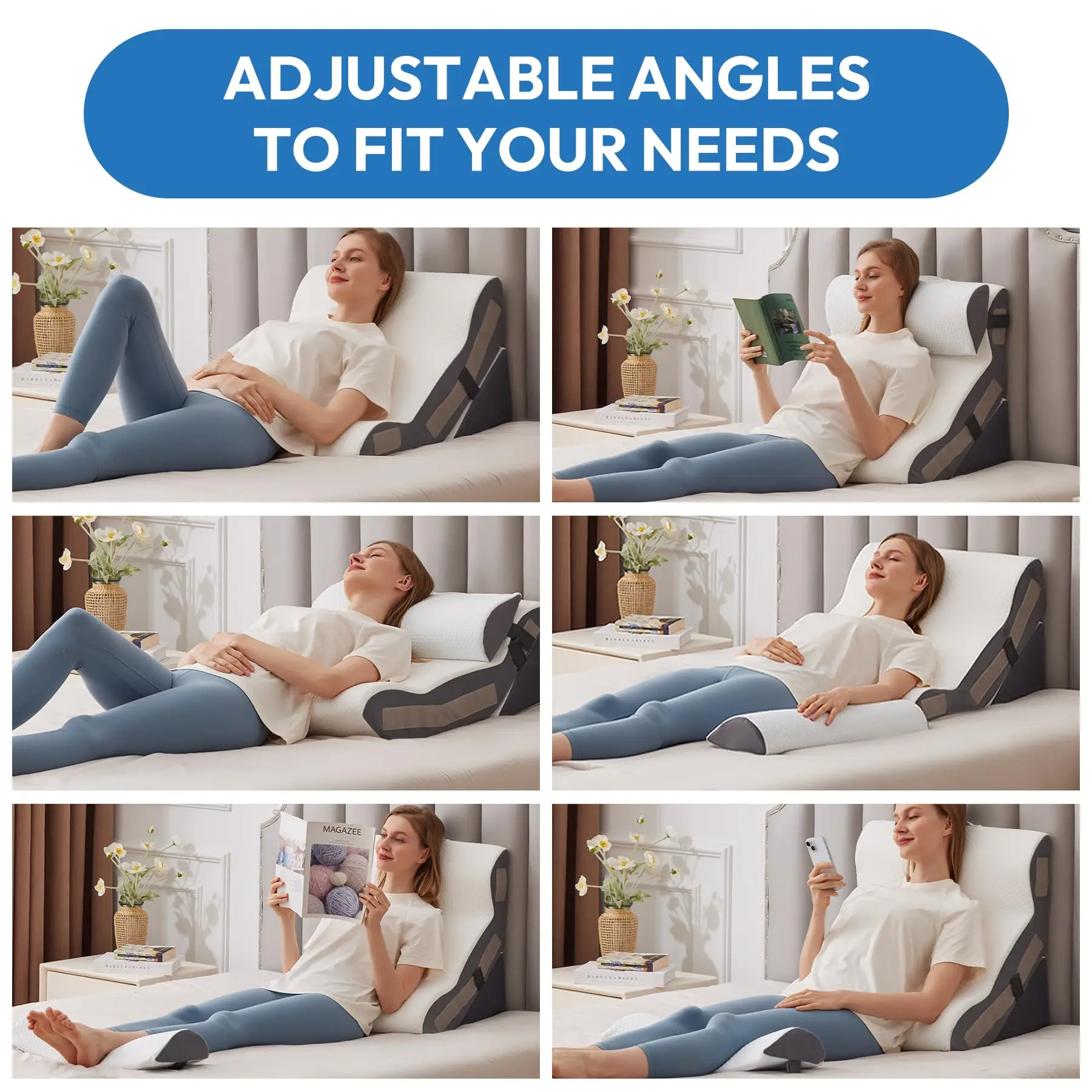Wedge Pillow for Sleeping, Orthopedic Bed Wedge Pillow Set Adjustable Memory Foam Wedge Pillow Post Surgery For Acid Reflux
