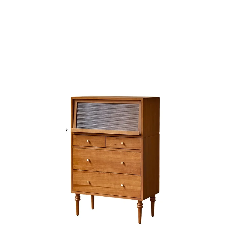 

Retro style solid wood chest of drawers TV cabinet Next to cabinet boxwood designer locker Dou Hui cabinet Bedroom chest