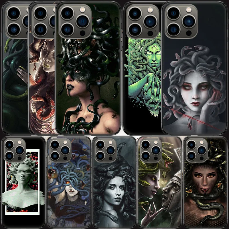 Medusa in ancient Greek mythology Phone Case For Apple Iphone 16 15 Plus Soft 13 12 Mini Cover 11 14 Pro Max Capa X XS XR 8 7 Sh