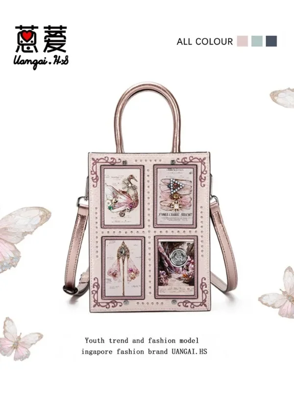 SweetRose daytime imagination collaboration butterfly themed hand-held small square bag, fashionable light luxury crossbody bag