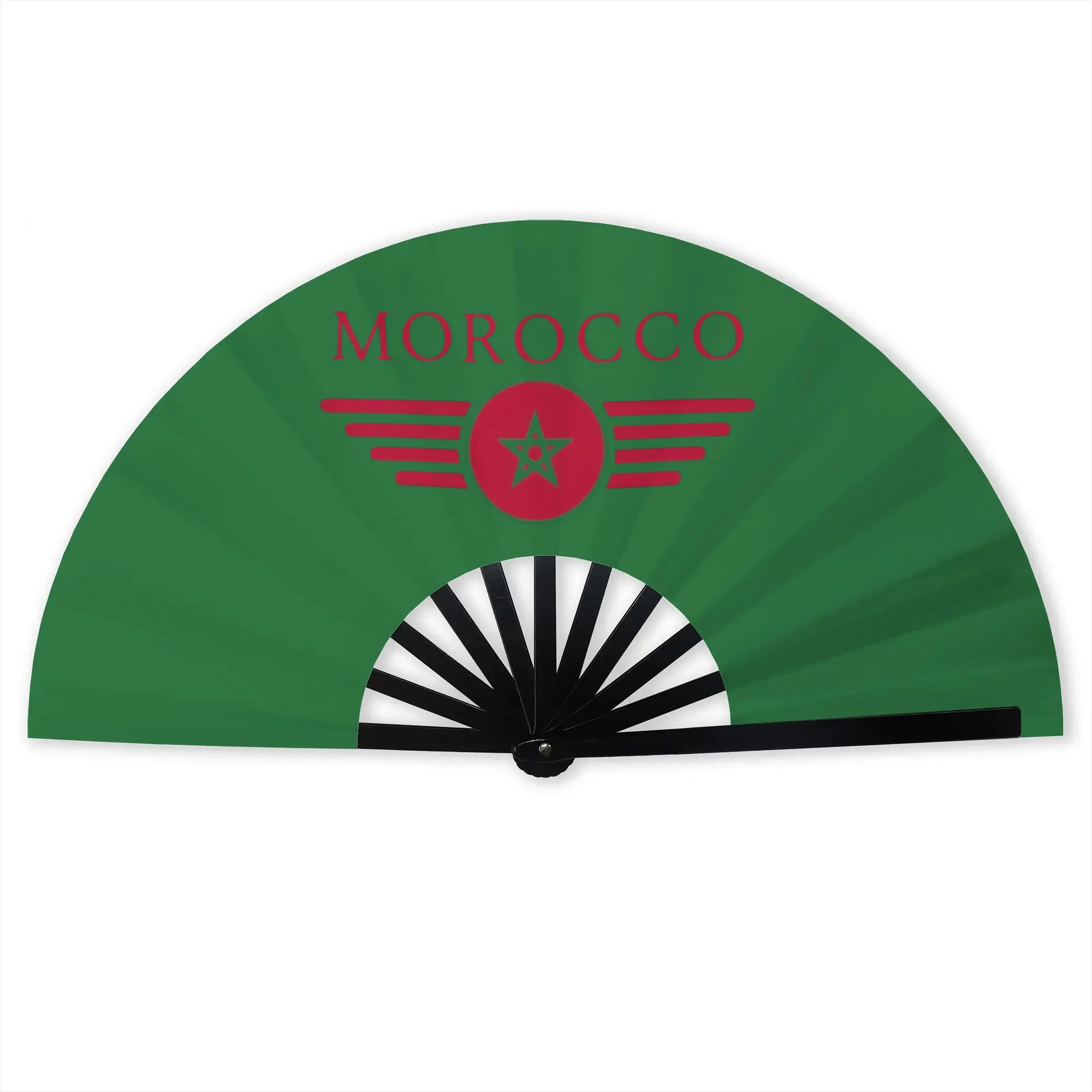 Abanico Plegable con la Bandera de Marruecos, Abanico de Tela de Poliéster, Accesorio Refrescante para el Verano, Abanicos Decorativos