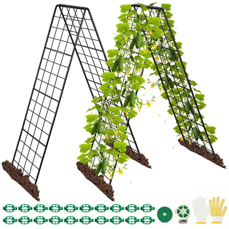 

Duty 2 Pack 50x17 Adjustable AFrame Trellis for Climbing Plants Outdoor, Metal RustProof Garden Trellis, Dense Grid Climbing Fra