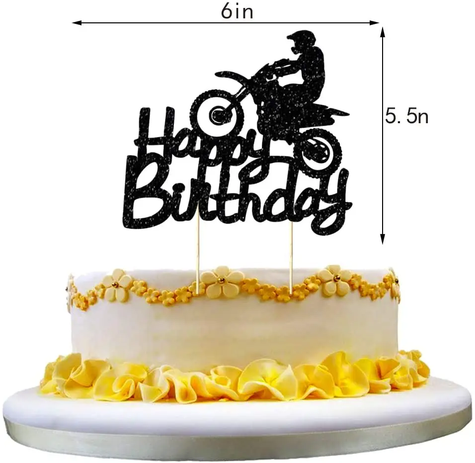 Motocross-Geburtstagsparty-Dekoration, Kuchen-Cupcake-Topper, Motorrad-Banner, Kuchendekoration für Geburtstagsparty-Zubehör für Männer oder Jungen – Detail 18
