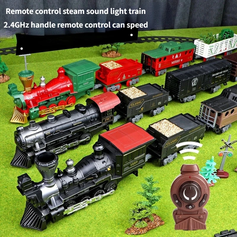 2.4G Remote Control Electric Rail Train Set Children's Retro Nostalgic Creative Christmas Model Children's Toy Christmas Gift