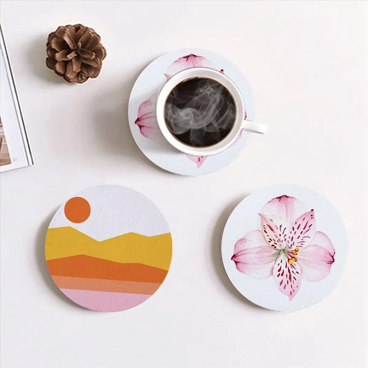 BHBL Round Sublimation Blank Coaster Sublimation Blank Coaster Sublimation Heat Transfer Coaster Hot Pressed Coaster 16Pcs