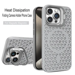 Heat Dissipation Mesh For Magsafe Magnetic Wireless Charge Case For iPhone 15 14 Plus 13 12 11 Pro Max Camera Holder Soft Cover