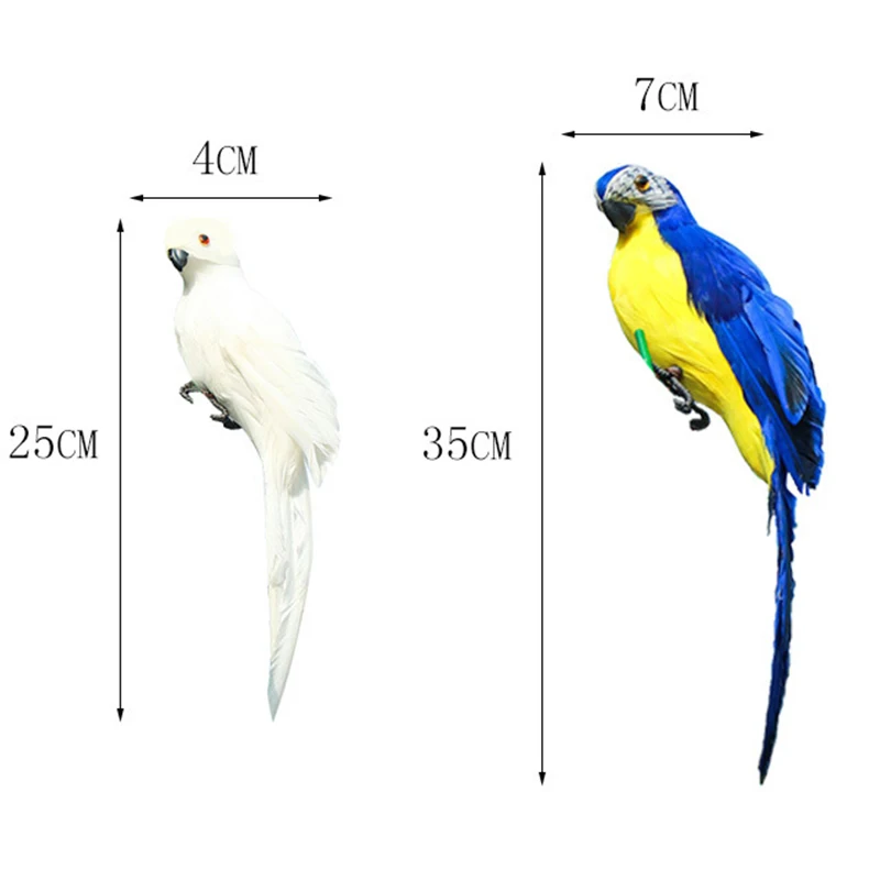 25/35cm Simulation Parrot Creative Handmade Foam Feather Macaw Lawn Figurine Ornament Fake Animal Bird Garden Prop Decoration