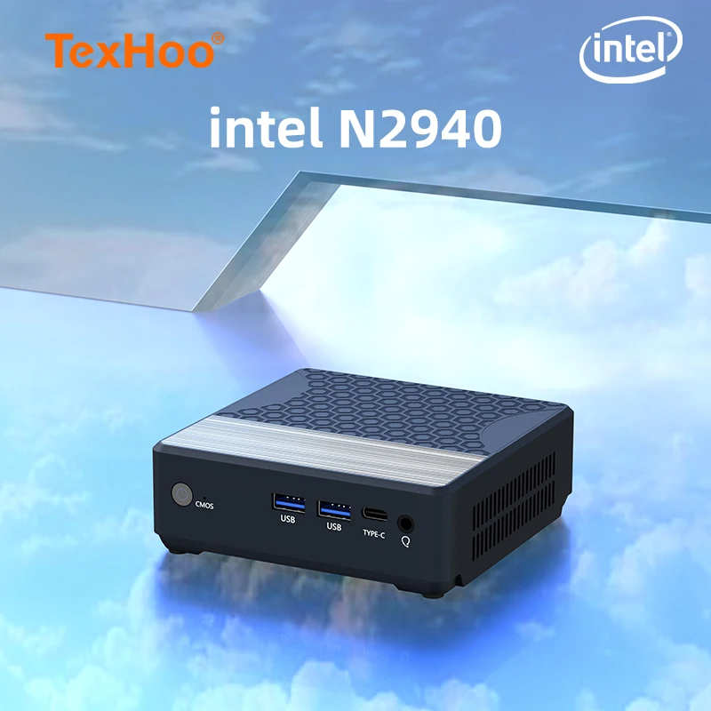 TexHoo Mini PC Computadora Intel N2940 Procesador  Windows 10  HDMI 4K HD Dual Display WiFi/BT 8GB RAM up to 512GB SSD