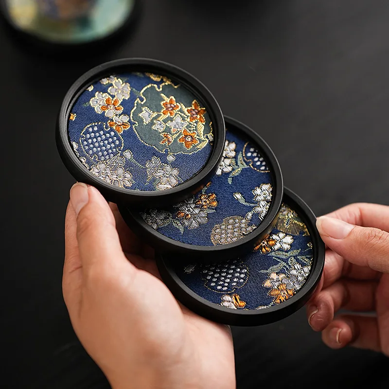 

Fabric Absorbent Coaster Chinese Retro Kung Fu Gongfu Tea Holder Quick-drying Cup Tea Coasters Table Insulation Trays Teaware