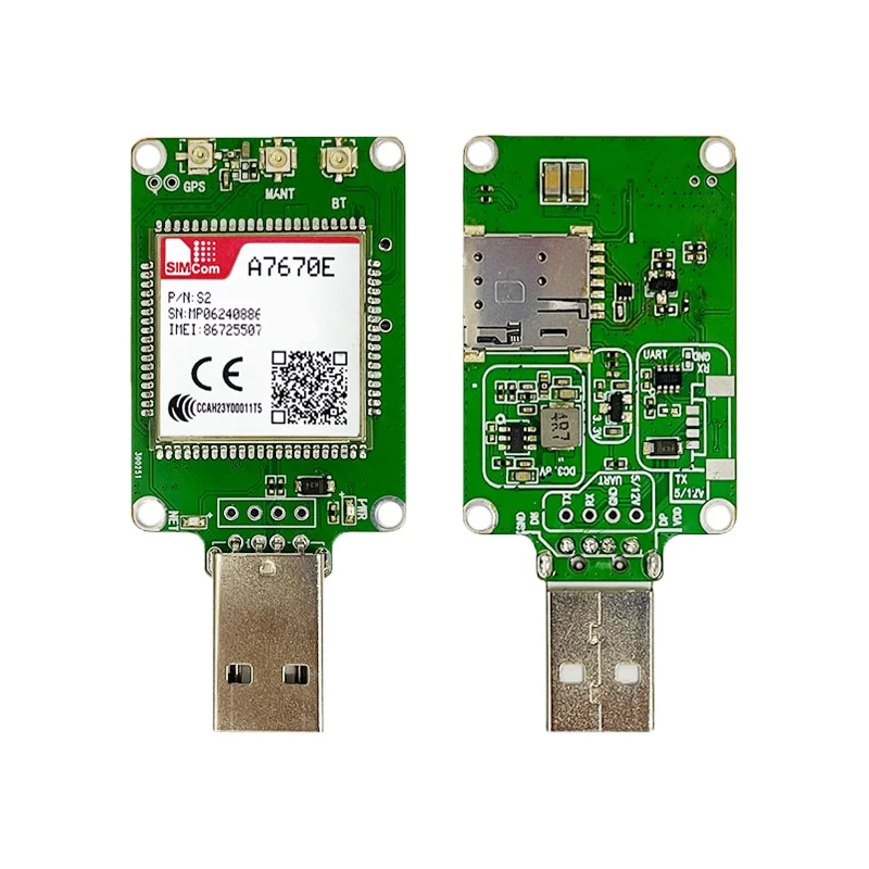 A7670E USB Donlge With Antenna A7670E-FASE SIMCOM LTE CAT1+4G+2G+Voice+BT+GNSS Module GNSS Modem for Europe/Middle East/Africa