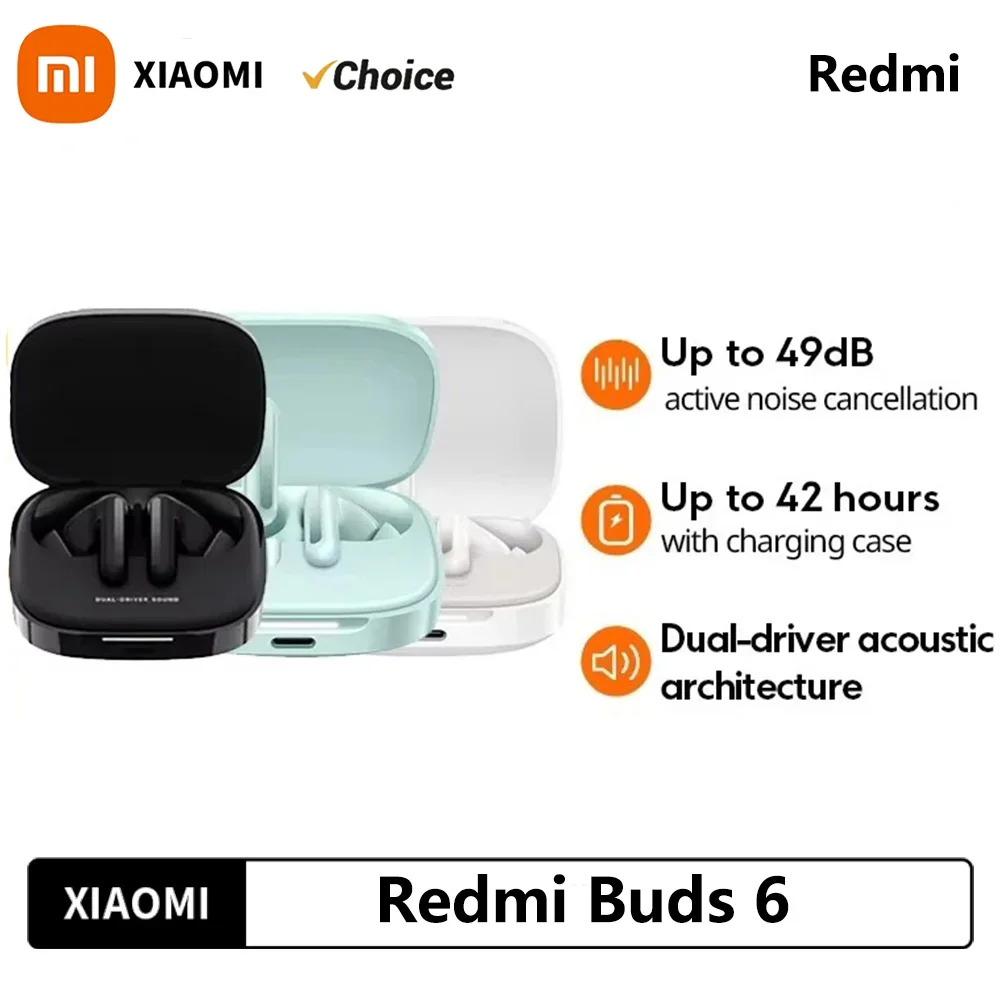 الأصلي Xiaomi Redmi Buds 6 49dB نشط إلغاء الضوضاء بلوتوث 5.4 سماعة الرياضة سماعة TWS صحيح سماعة رأس لاسلكية #1