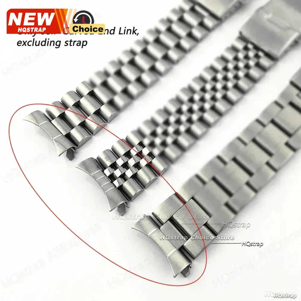 2 Buah Konektor Baja Tahan Karat Ujung Melengkung Antarmuka Datar 18Mm 19Mm 20Mm 22Mm untuk Alat Perbaikan Jam Tangan Jubilee untuk Seiko SKX009/007