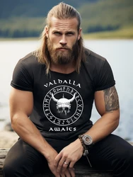 Valhalla Awaits Viking T-shirt Norse Mythology T-shirt Summer Outdoor Casual Men's T-shirt Street Fashion Men's Short Sleeve Top