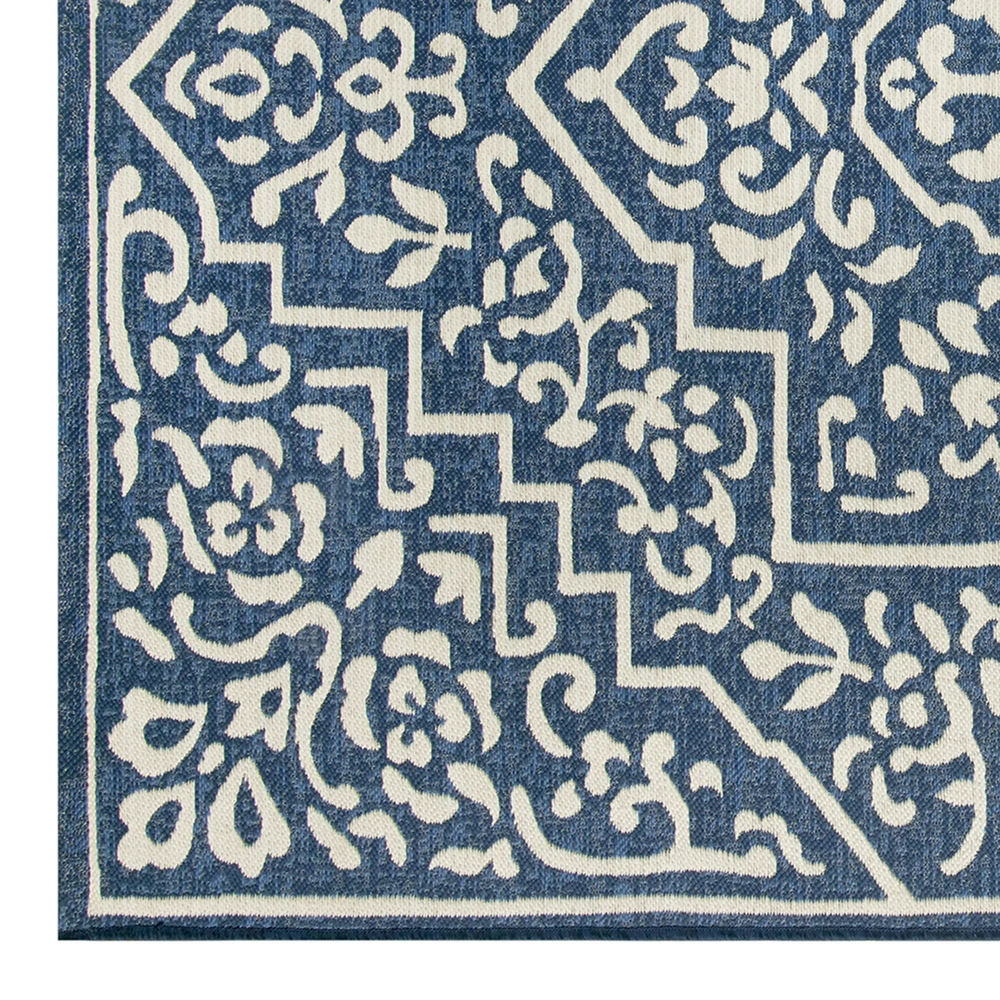 

Blue Traditional Outdoor Rug 5x7 FT, Decorative Medallion Patio Carpet for Deck Porch, Waterproof Easy Clean Backyard Decor