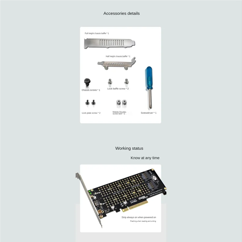 Practical-RAID Card NVME M.2 M KEY SSD Expansion Adapter Extended Dual NVME RAID PCI-E X8 Split Card