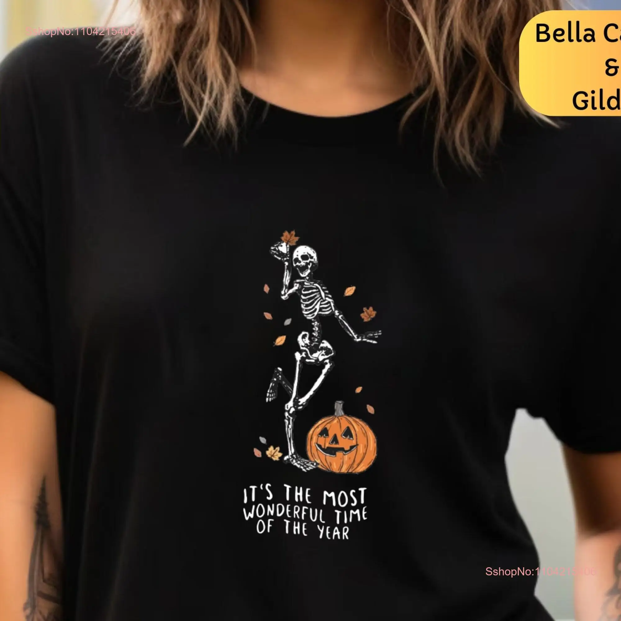 It's The Most Wonderful Time Of Year Fall T Shirt Halloween Pumpkin Skeleton Party Womens Clothing Trick Or Treat