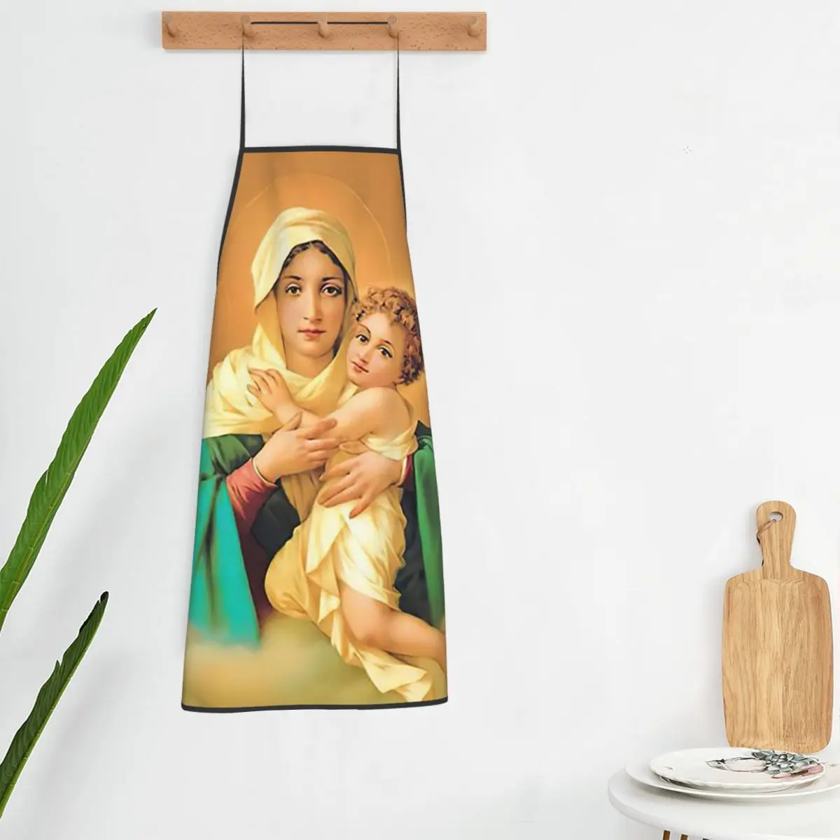 Delantal de la Virgen María de Schoenstatt, delantal de cocina para chef, delantal de limpieza de cocina unisex