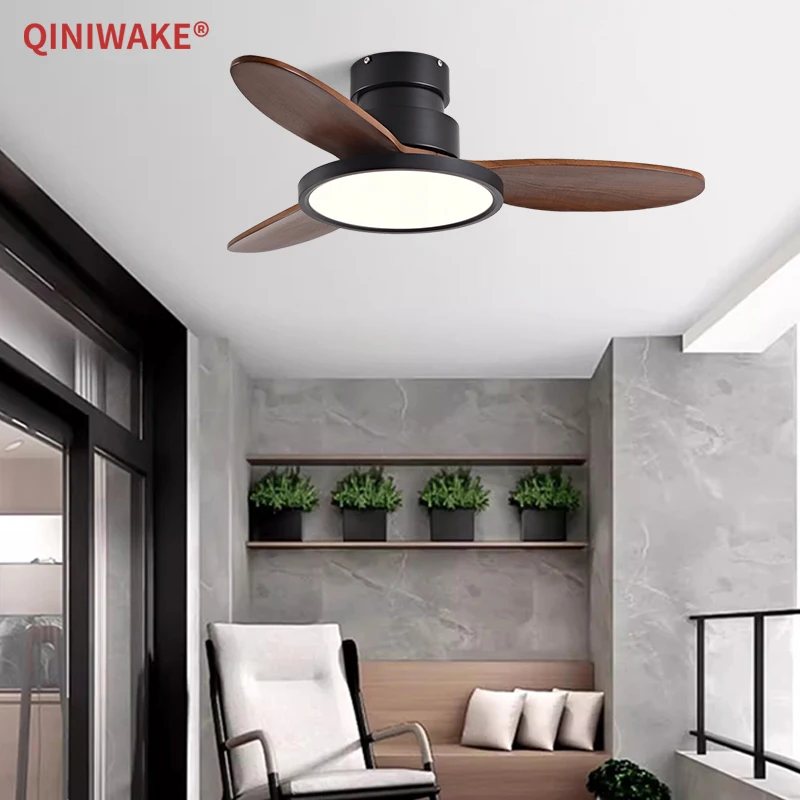 QINIWAKE 36/42/48/52 Inch Quiet LED Ceiling Fan 6-Speed Adjustable Reversible Rotation with Remote for Living Room and Bedroom