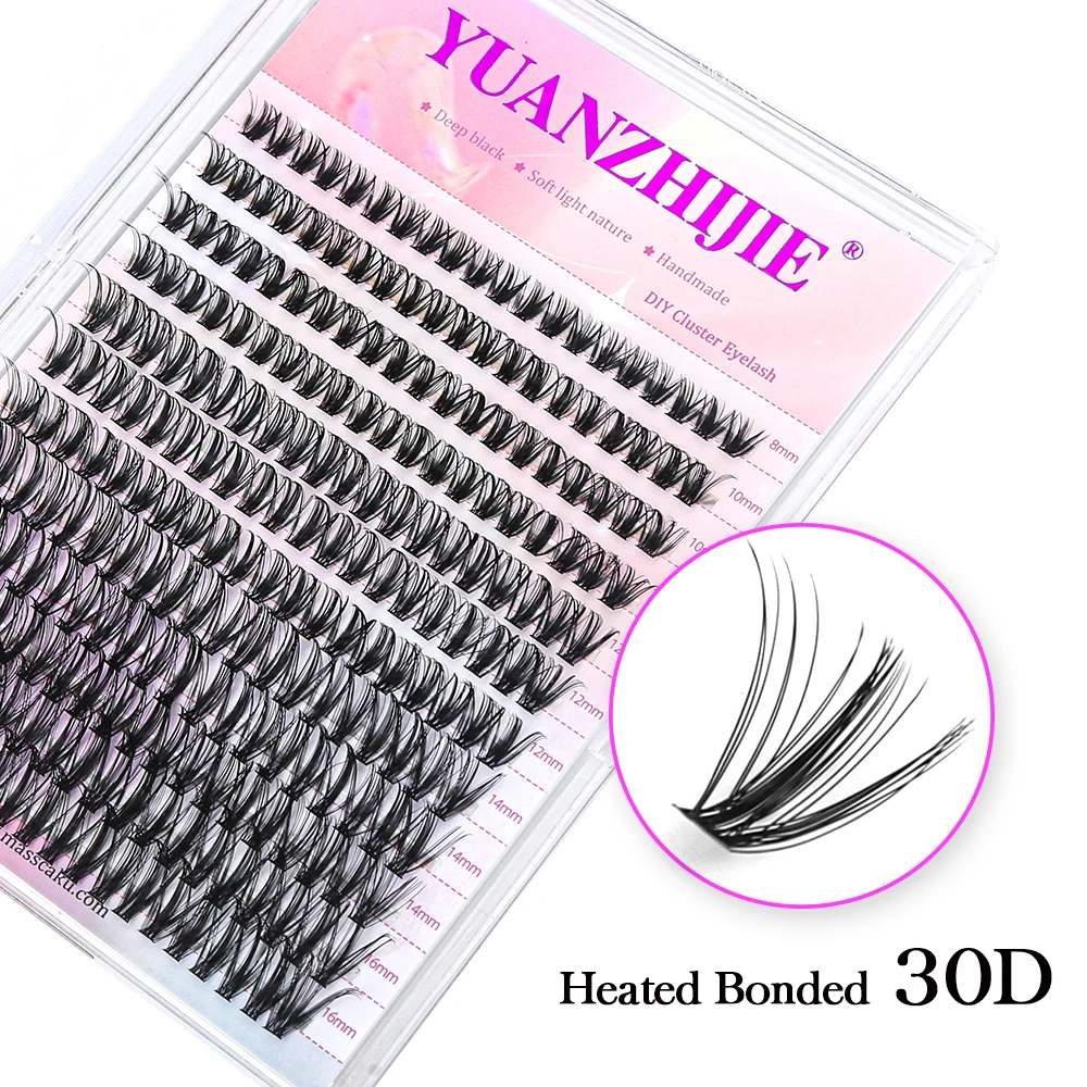 YUANZHIJIE DIY 120 STKS Cluster Wimpers 3D Natuurlijke Bos 8-16mm D Krul Gesegmenteerde Beam Individuele Nertsen getufte Wimper Fijne Lash Tip