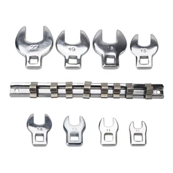 8Pcs 3/8 Inch Drive Crowfoot Wrench Set 10 to 22mm Metric Chrome Plated Crow Foot Interchangeable Head Ratchet Spanner Hand Tool