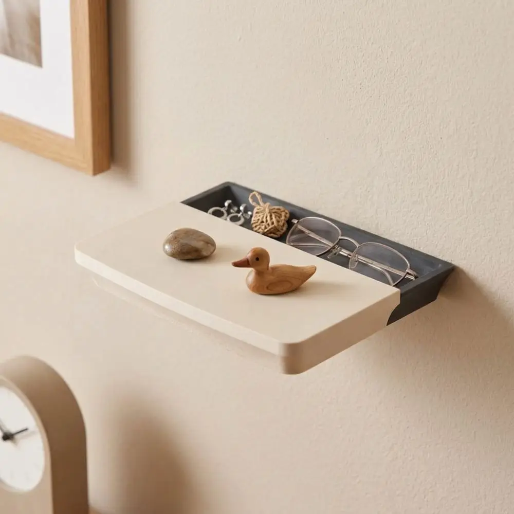 3D Printed Hidden Compartment Wall Shelf Plastic Slide Open Floating Wall Mount Shelf Artistic Rectangular