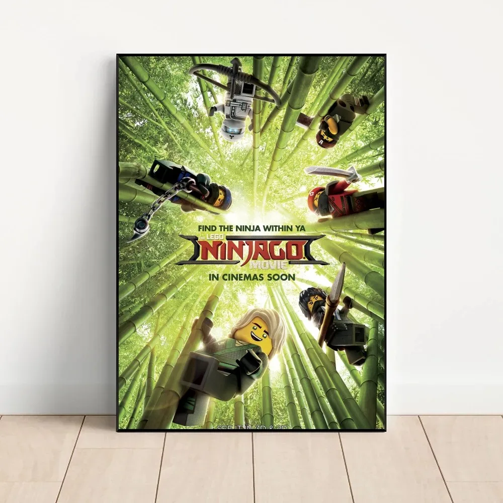 Cool L-LEGOs Cartoon N-Ninjago Poster Fancy Wall Sticker for Living Room Bar Vintage Decorative Painting Middle