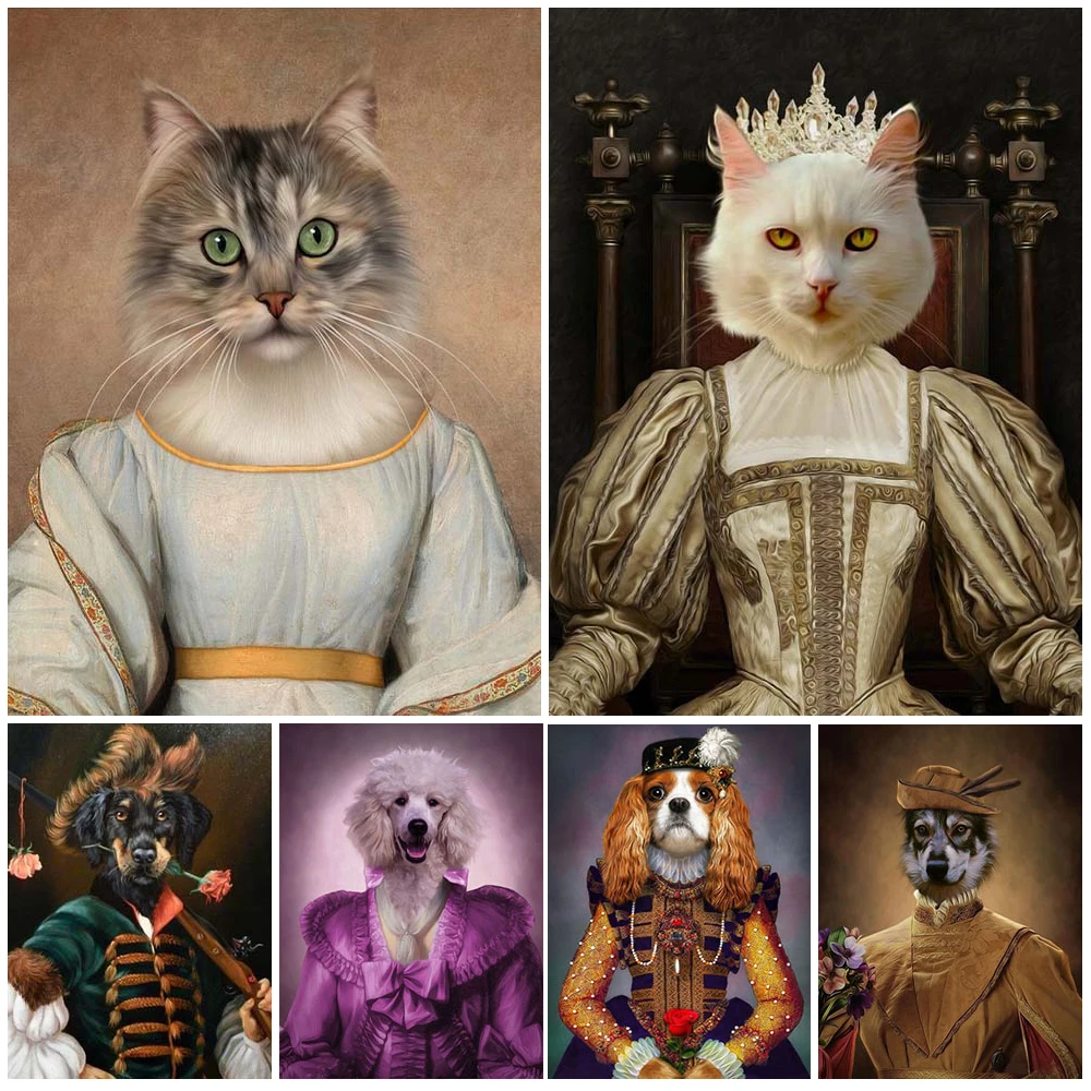 

Pet Cat Funny Animal Princess Posters Wall Pictures For Living Room Nordic Poster Wall Art Canvas Painting Home Decor Unframed