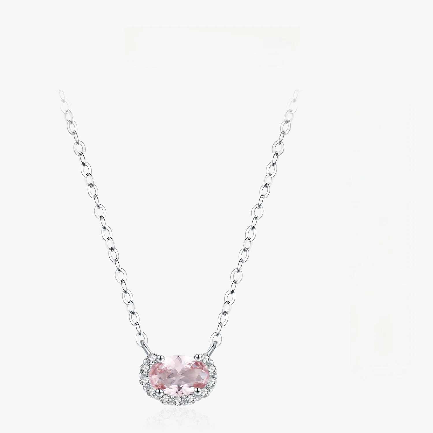 ailmay-s925スターリングシルバー-ピンクモルガナイトペンダントネックレス-レディース重ね付け多用途高級宝石ドロップネックレス