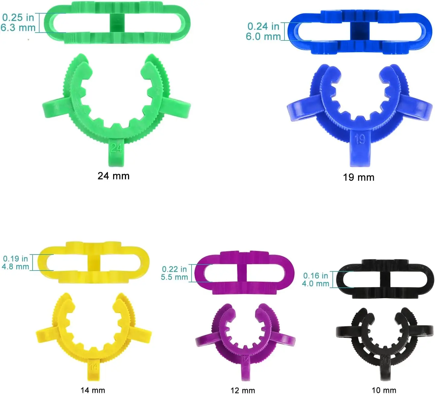 Lab Plastic Joint Clips Set, Keck Clamp Lab Keck Clips for Glass Standard Conical Interface Clip Ground Glass Joint