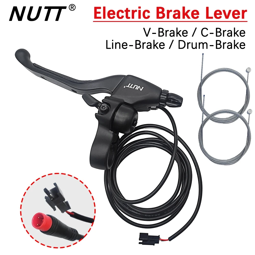 NUTT E-Bike Bike Scooter Electric Brake Lever Waterproof JULET Square 2pin  Bicycle 22.2MM With Bell For  V- C- Line Drum Brake