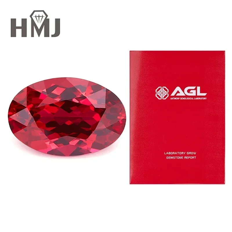 

Pigeon Blood Red Lab Grown Ruby Loose Gemstones Oval Shape with AGL Certificate for Rings Earrings Jewelry Making Top Quality