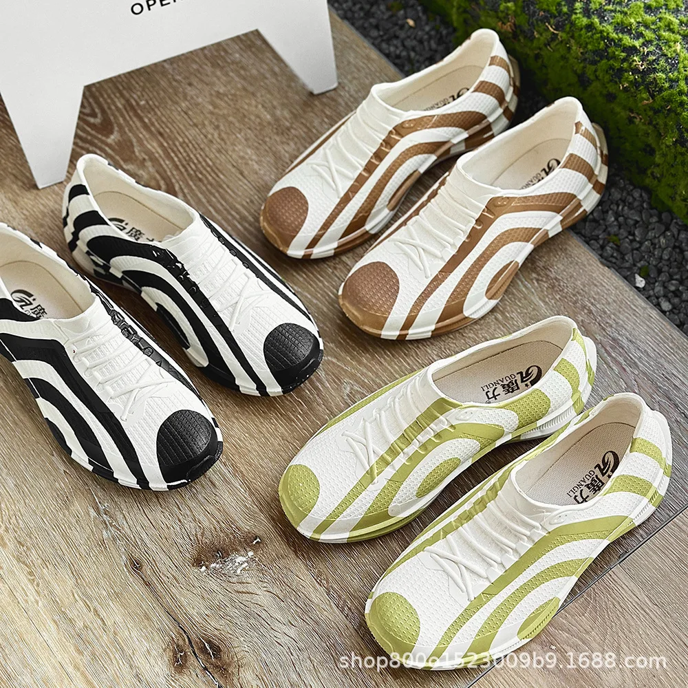 

2026 New Low Top Waterproof Rain Shoes for Men Non Slip Soft Sole Lightweight Short Rubber Kitchen Work Boots