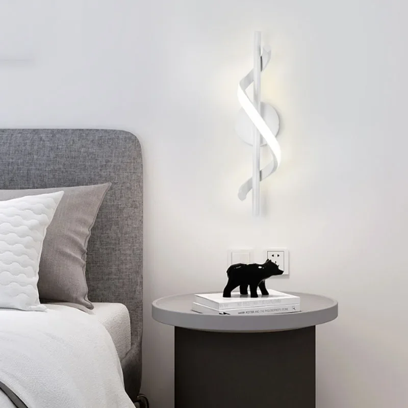 Minimalist LED Wall Lamp Nordic Bedroom Bedside Sconce Black White Gold Decorative Lighting Living Room Corridor Indoor Fixtures