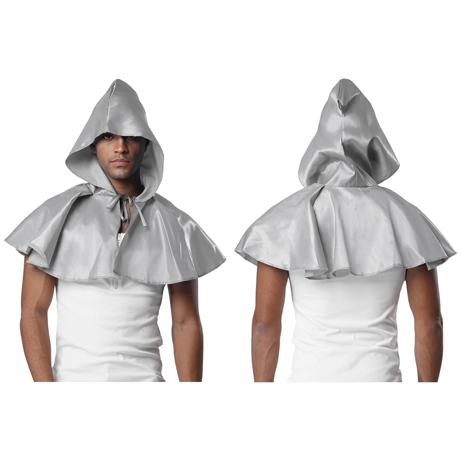 

Men Carnival Party Reaper Vampire Wizard Cosplay Hooded Cloak Satiny Cape Medieval Masquerade Mystery Cosplay Accessory Cape