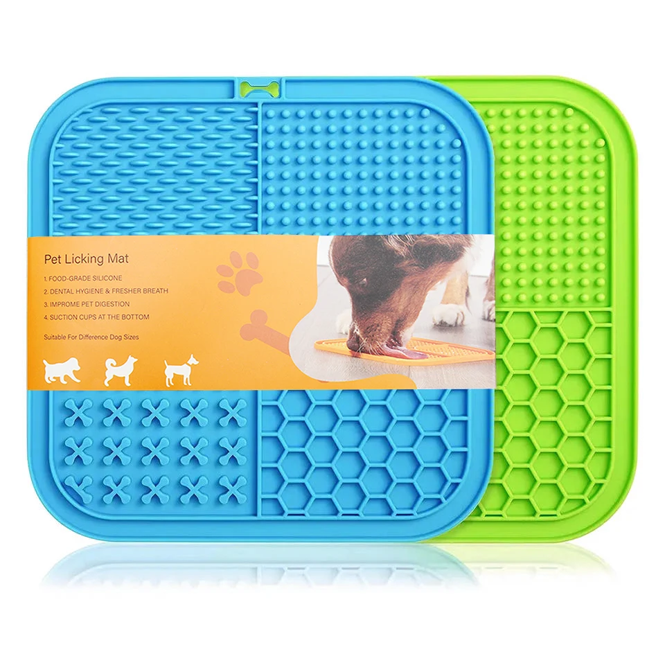 Poursweet Dog Lick Mat with Suction Cups Slow Feeders Licking Pet Anxiety Relief Cat Training for Food, Yogurt, Peanut Butter