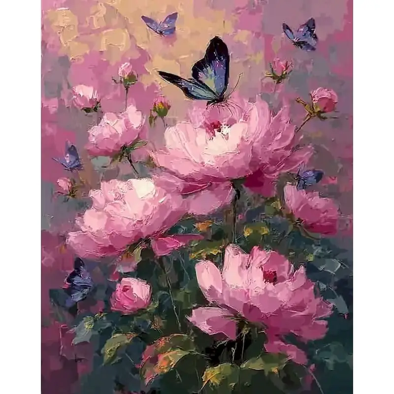 

GATYZTORY Coloring By Number Pink Flower DIY Room Wall Art Painting By Number Home Decoration Gift 60x75cm For Adults