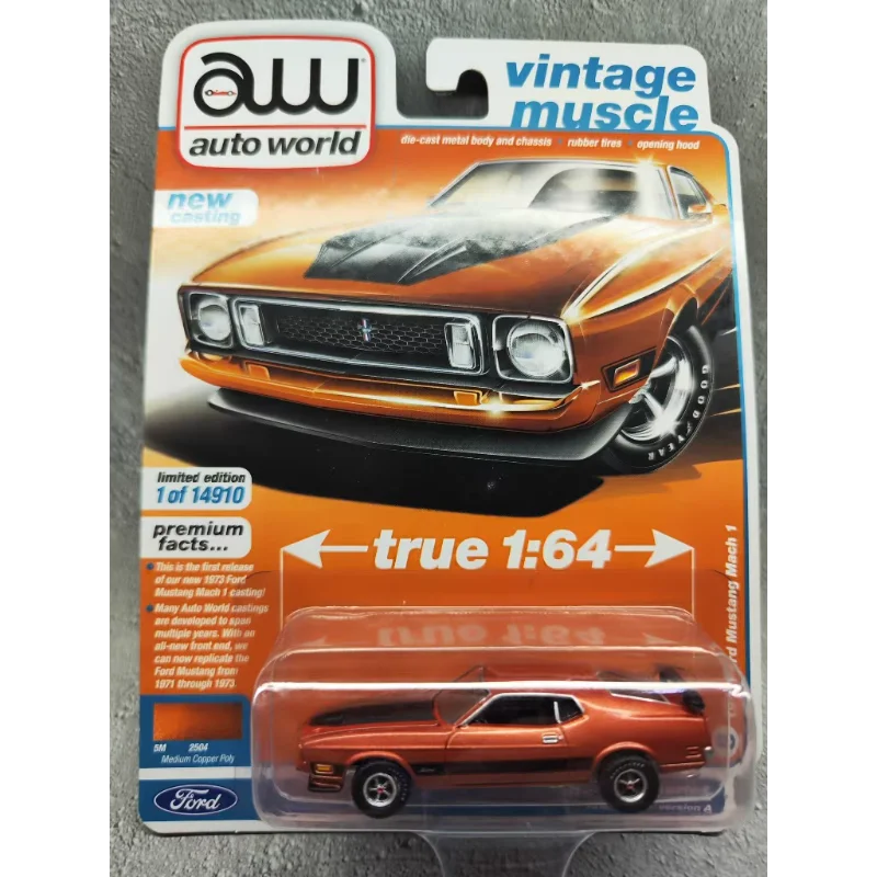 

Diecast AW 1/64 Scale World Automobile 1973 Ford Mustang MACH1 Alloy Car Model Collectible Toy Gift Souvenir Display Ornament