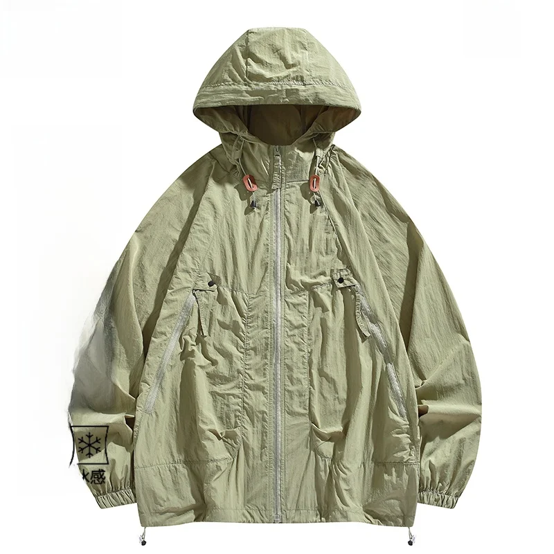 Ropa de Verano Ligera para Hombre, de Seda Helada Transpirable, con Protección Solar, para Pesca al Aire Libre, Estilo Casual...